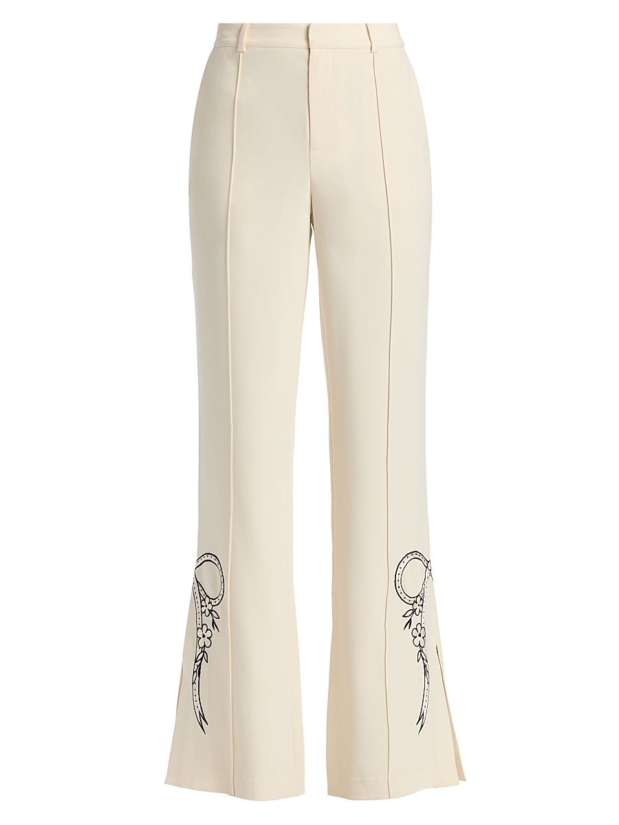 Women's Abeline Cascading Ribbon Pants - Gardenia Black - Size 12