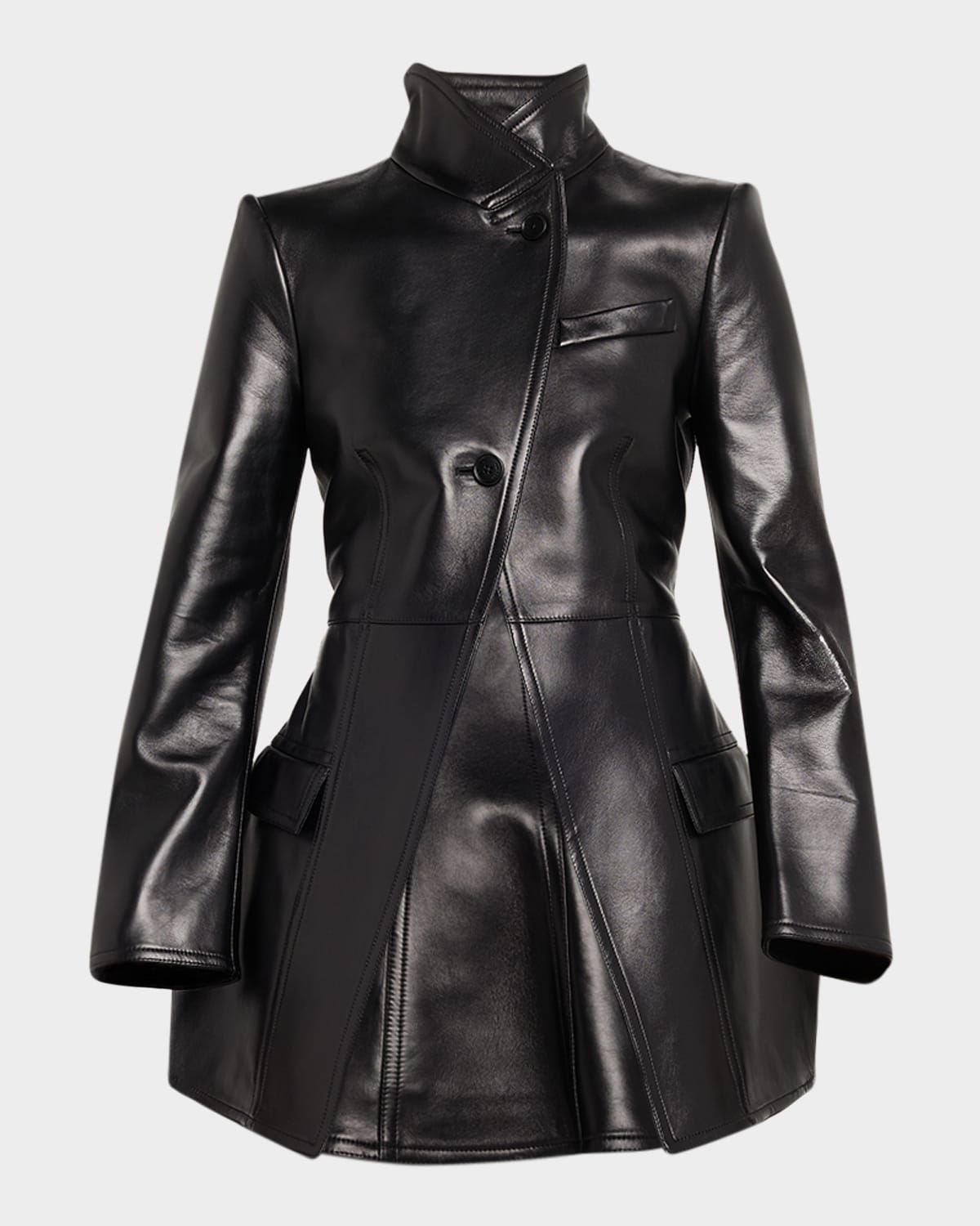 Leather Single-Breasted Cutaway Jacket