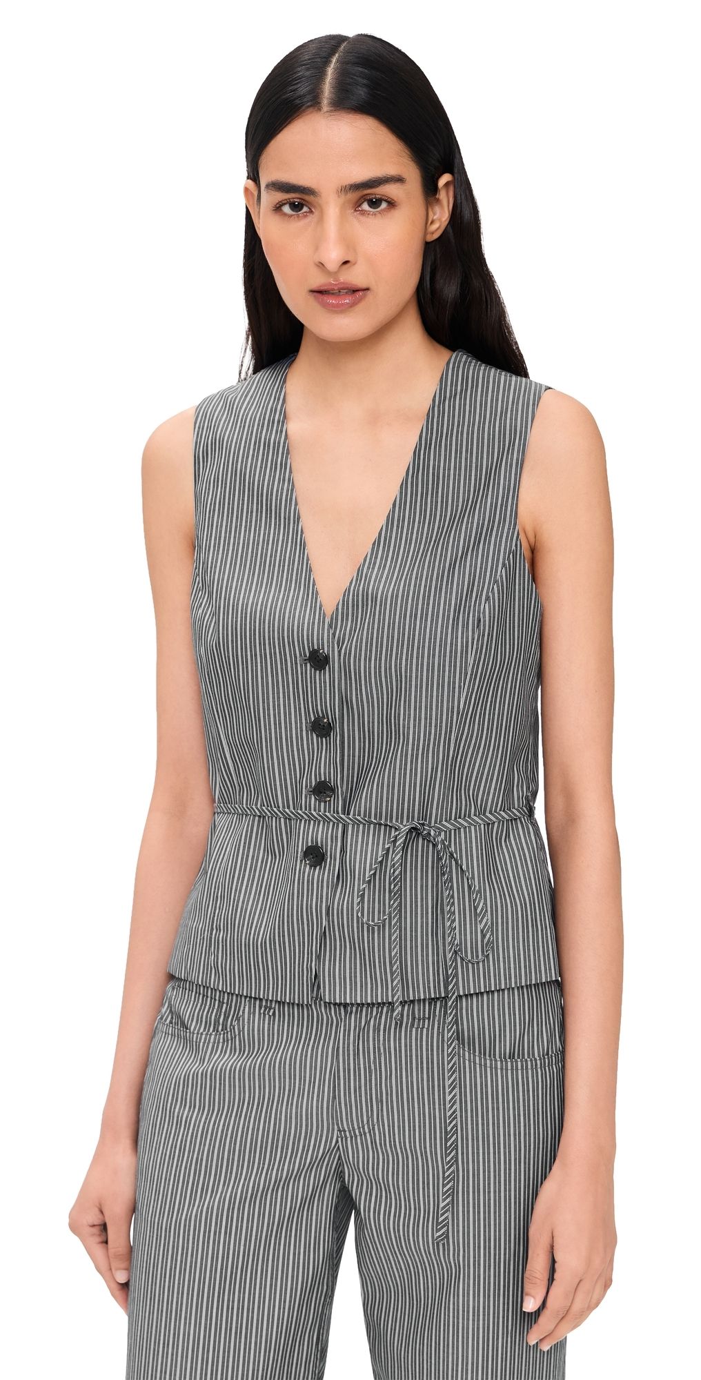 rag & bone Paulette Stripe Poplin Vest Salst 0