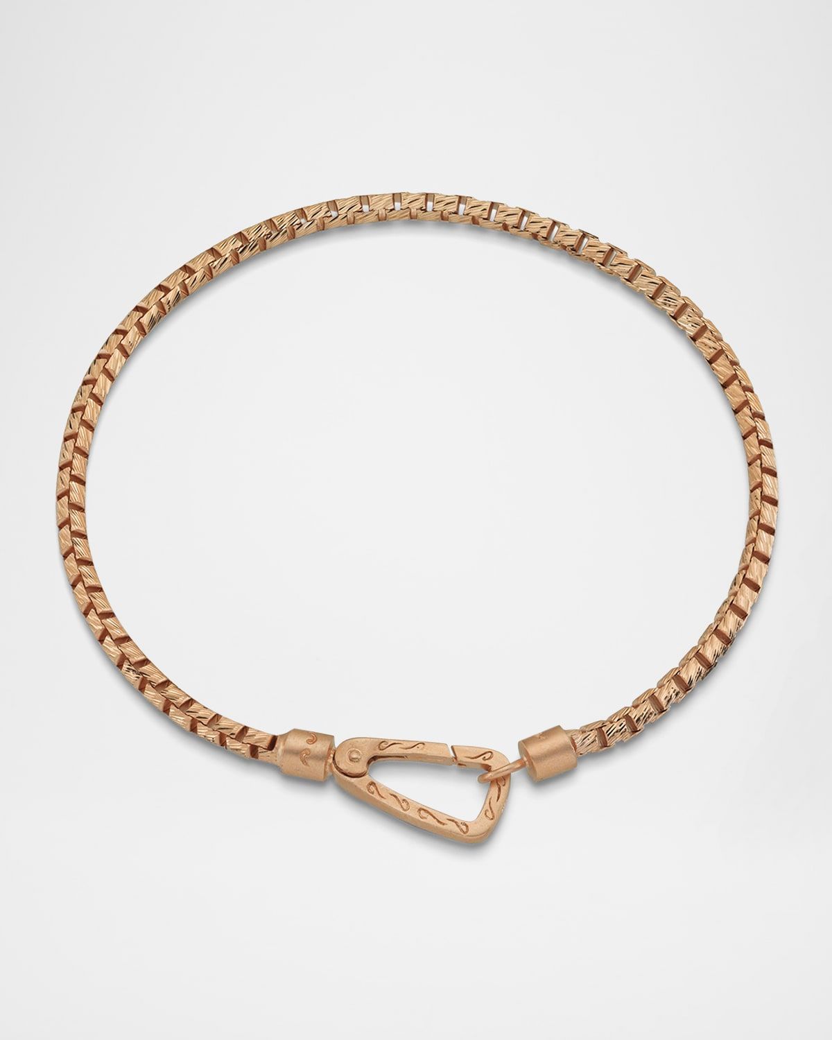 Men & apos;s Carved Mini Tubular Rose Gold Plated Silver Bracelet with Matte Chain and Clasp