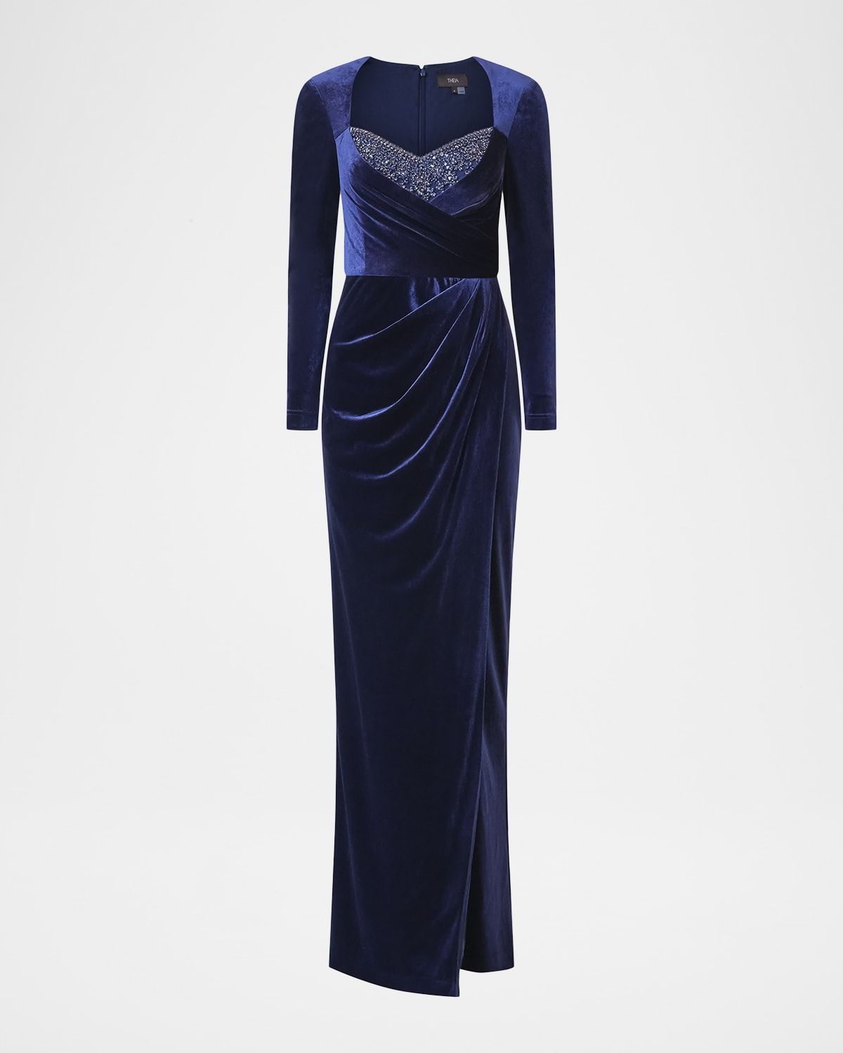Emerson Draped Stretch Velvet Column Gown
