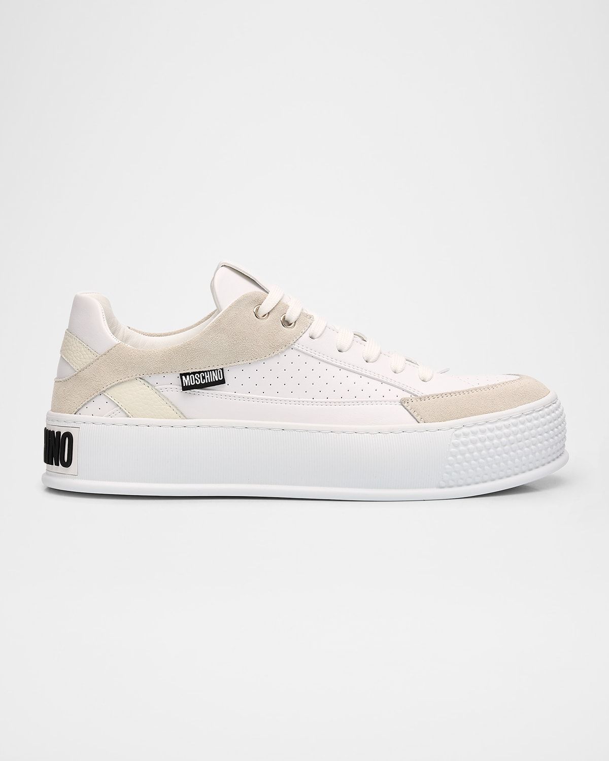 Men & apos;s Heel-Logo Leather Low-Top Sneakers