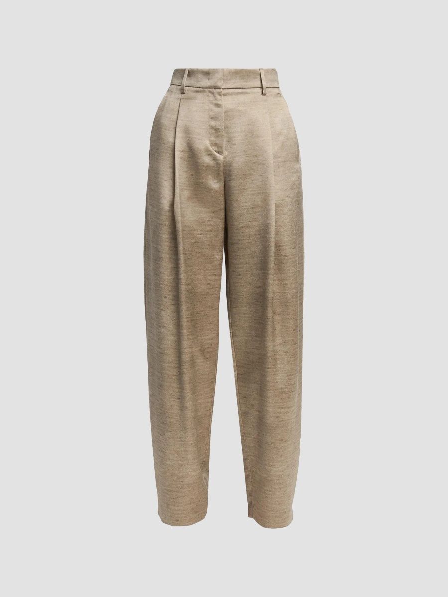 Giorgio Armani Women's Pleated Metallic Silk Trousers - Solid Bright - Size 8