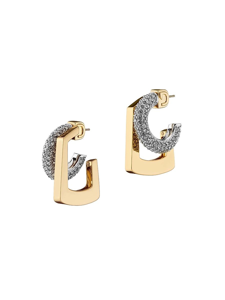 Women's Tina 12K-Gold-Plated & Glass Crystal Double Hoop Earrings - Gold Crystal