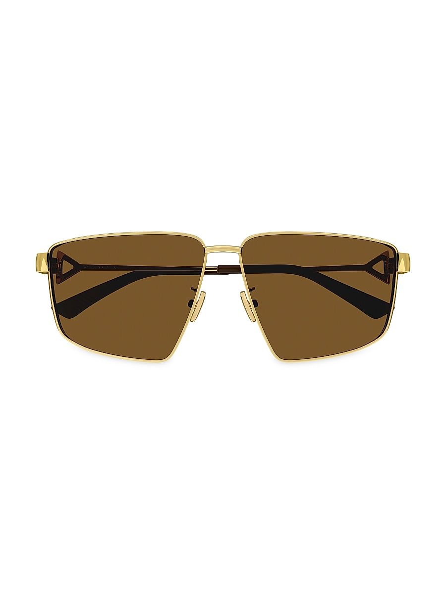Women's New Triangle Metal 61MM Square Sunglasses - Gold Brown