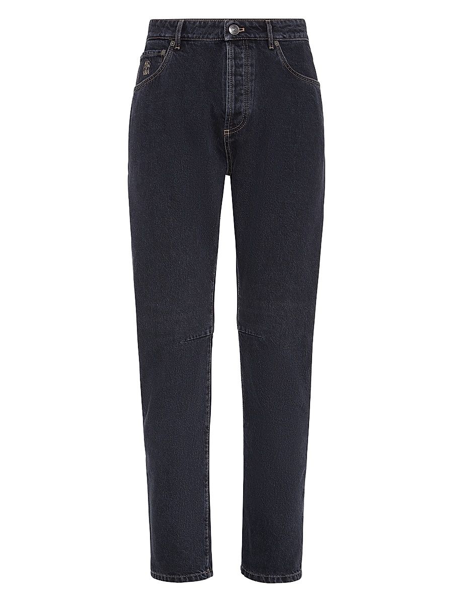 Men's Shadow Denim Leisure Fit Five Pocket Jeans - Dark Grey - Size 48