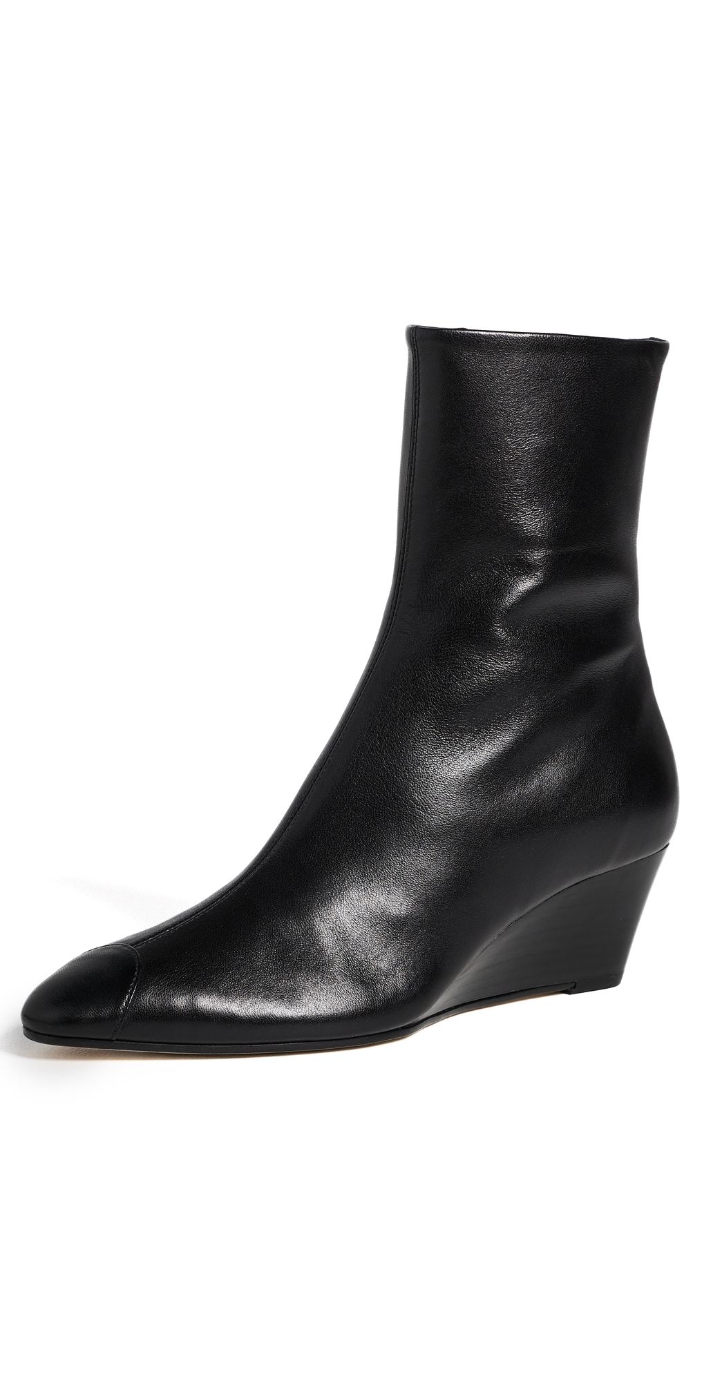 AEYDE Mia Cap Nappa Leather Wedge Booties Black 35