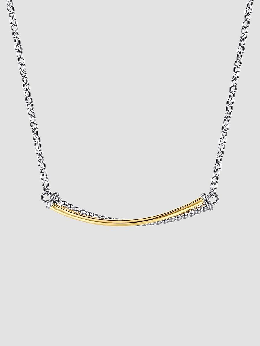 Gabriel & Co Women's Bujukan 14K Yellow Gold & Sterling Silver Criss Cross Bar Necklace - Sterling Silver