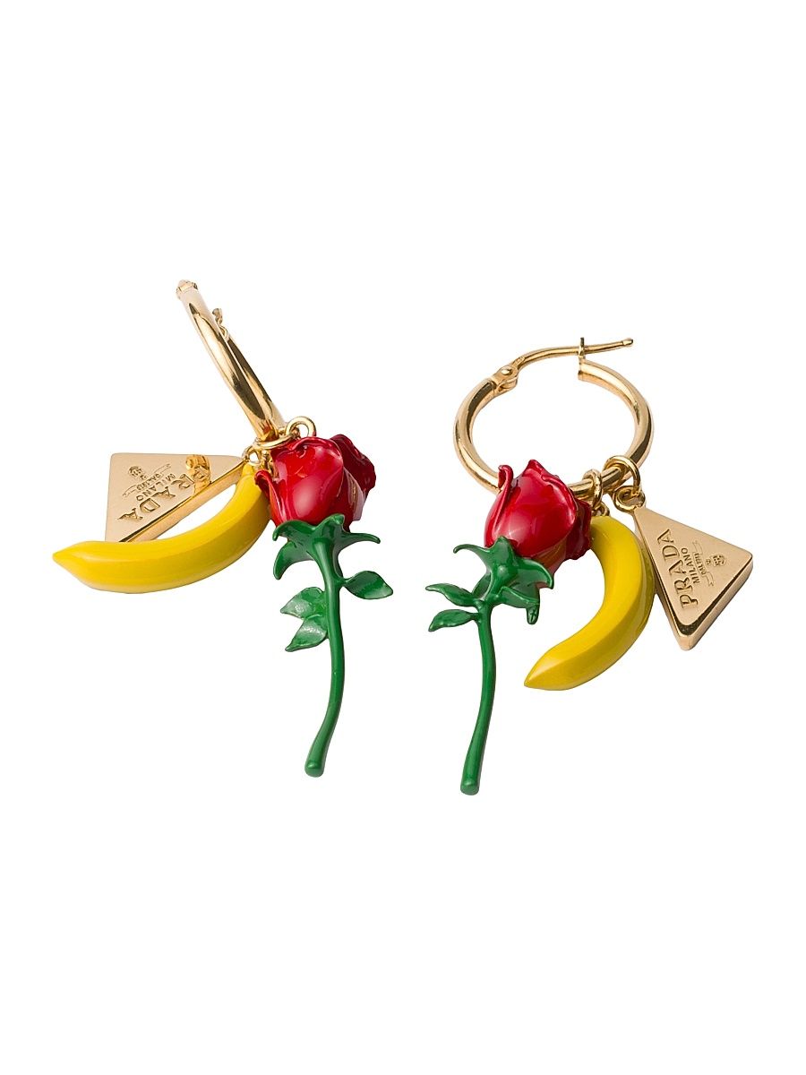 Women's Enameled Metal Earrings - Gold Multi