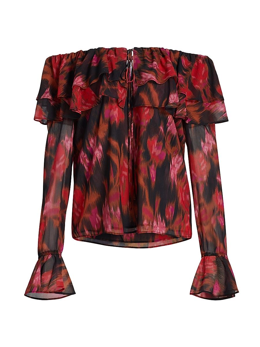 Women's Patsy Floral Off-the-Shoulder Top - Blur Floral - Size Large