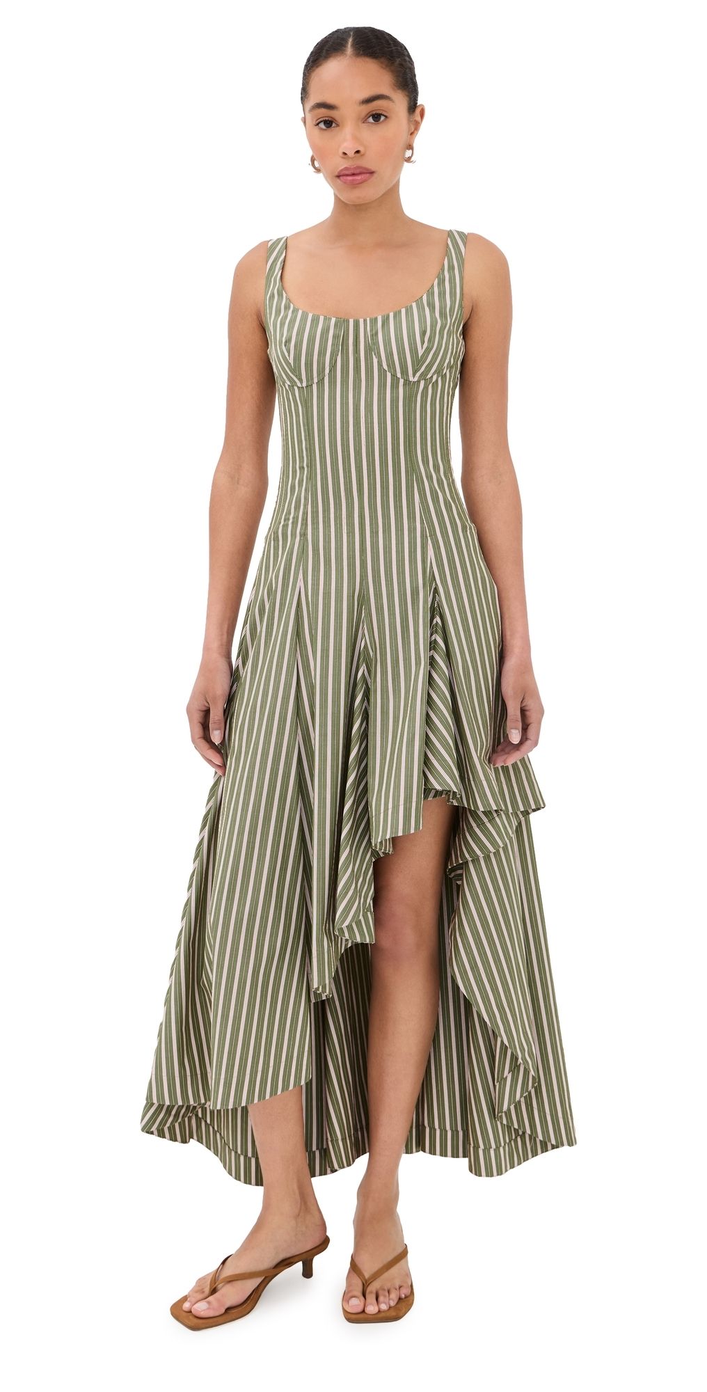 Monse Striped Corset Dress Sage Multi 8