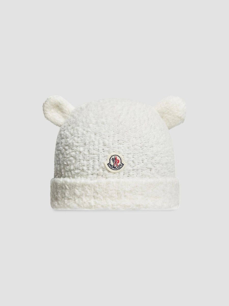 Moncler Unisex Baby's Beanie Hat in Wool Blend - White - Size XS