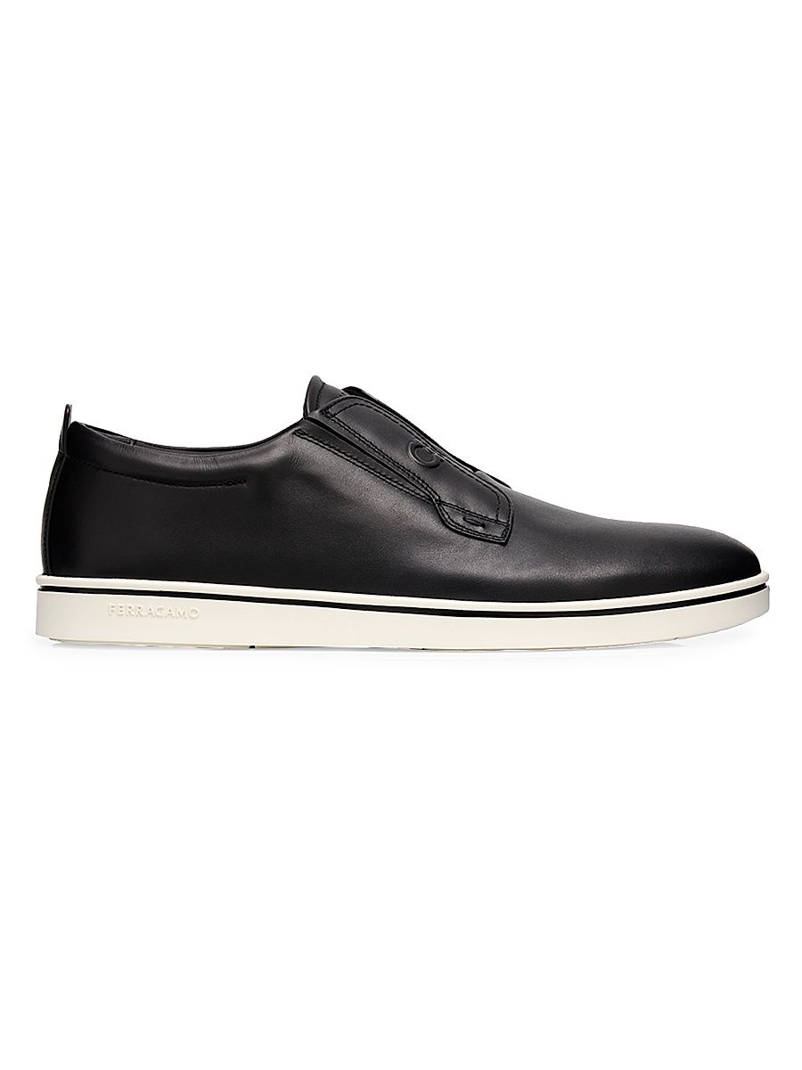 Men's Alfie Leather Gancini-Stamp Low-Top Sneakers - Black - Size 11