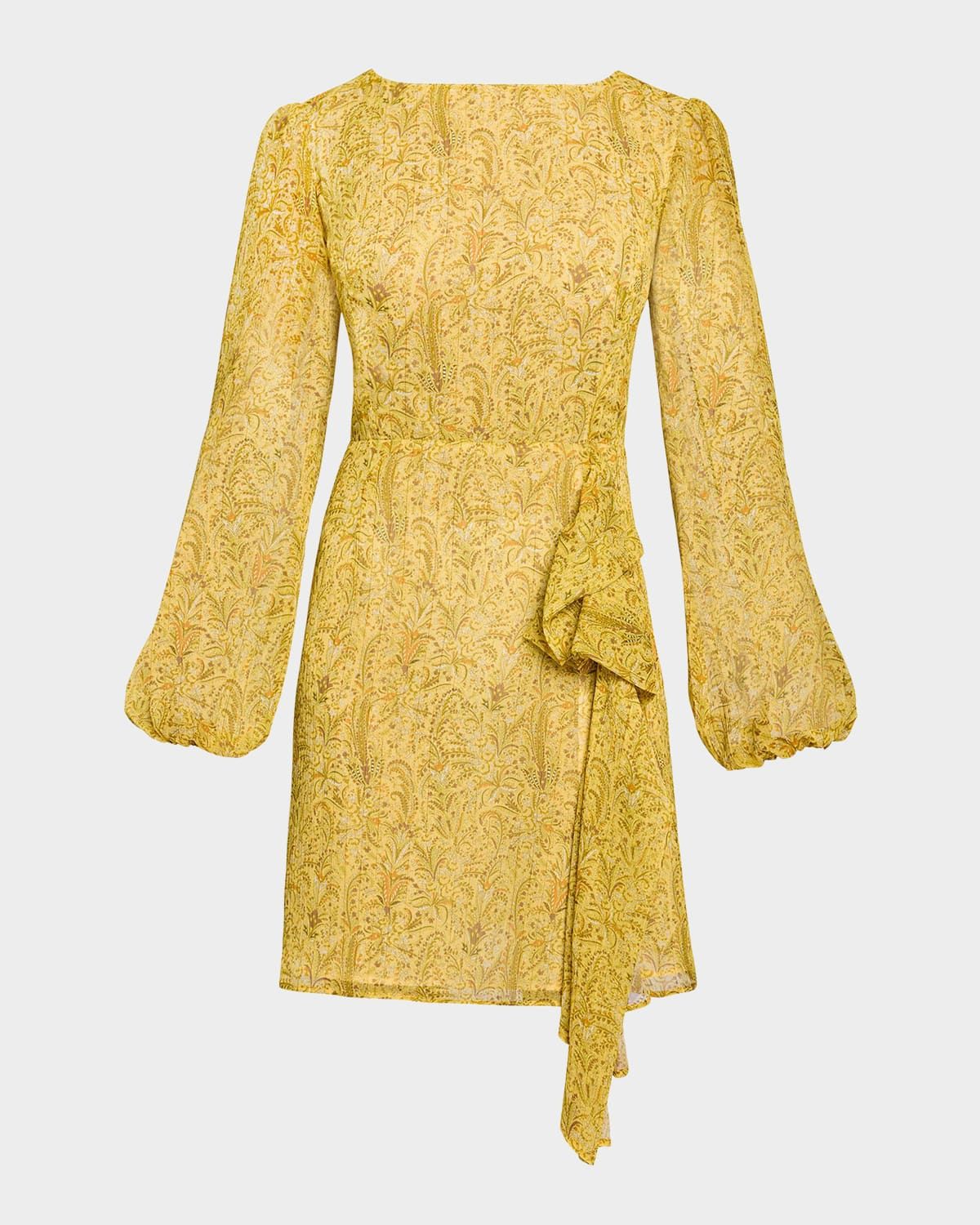 Malia Floral-Print Draped Georgette Mini Dress