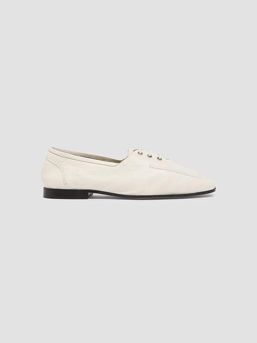 Women's Gino Lace-Up Leather Shoes - Alabaster - Size 9.5