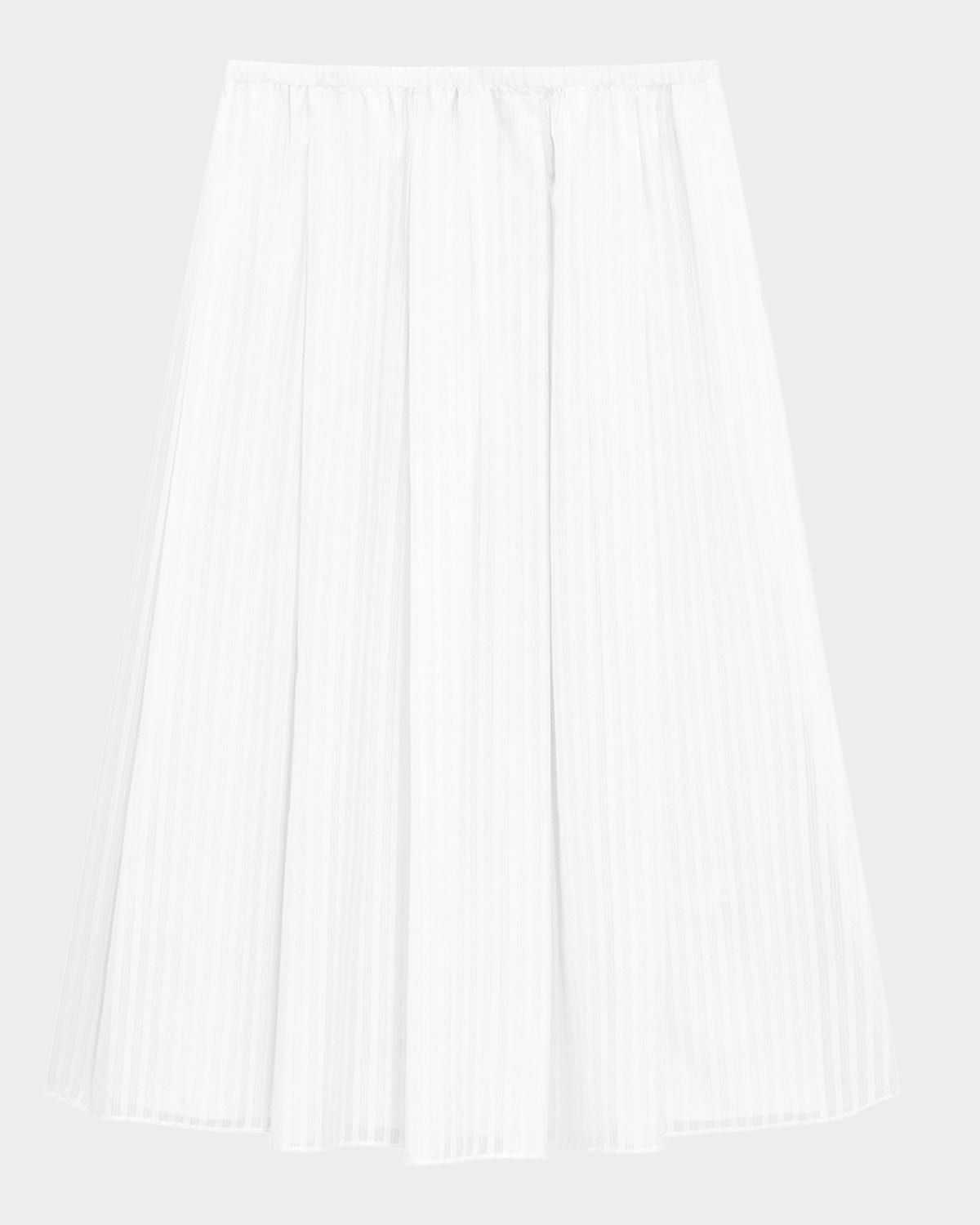 Stripe Pleated Midi Skirt