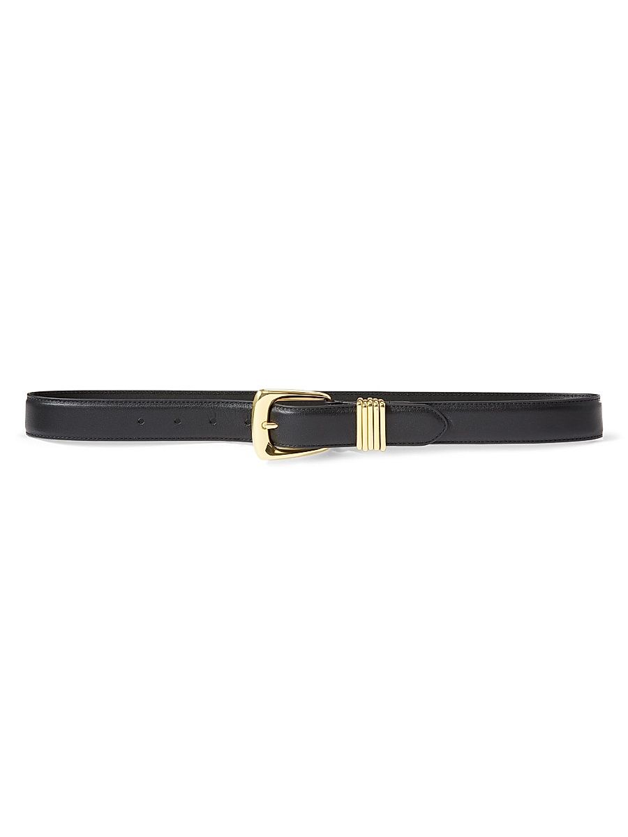 Women's Arch Leather Belt - Black Gold - Size Large