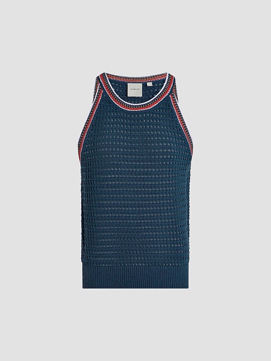 Women's Aberg Knit Cotton Halter Top - Heron Blue - Size Small