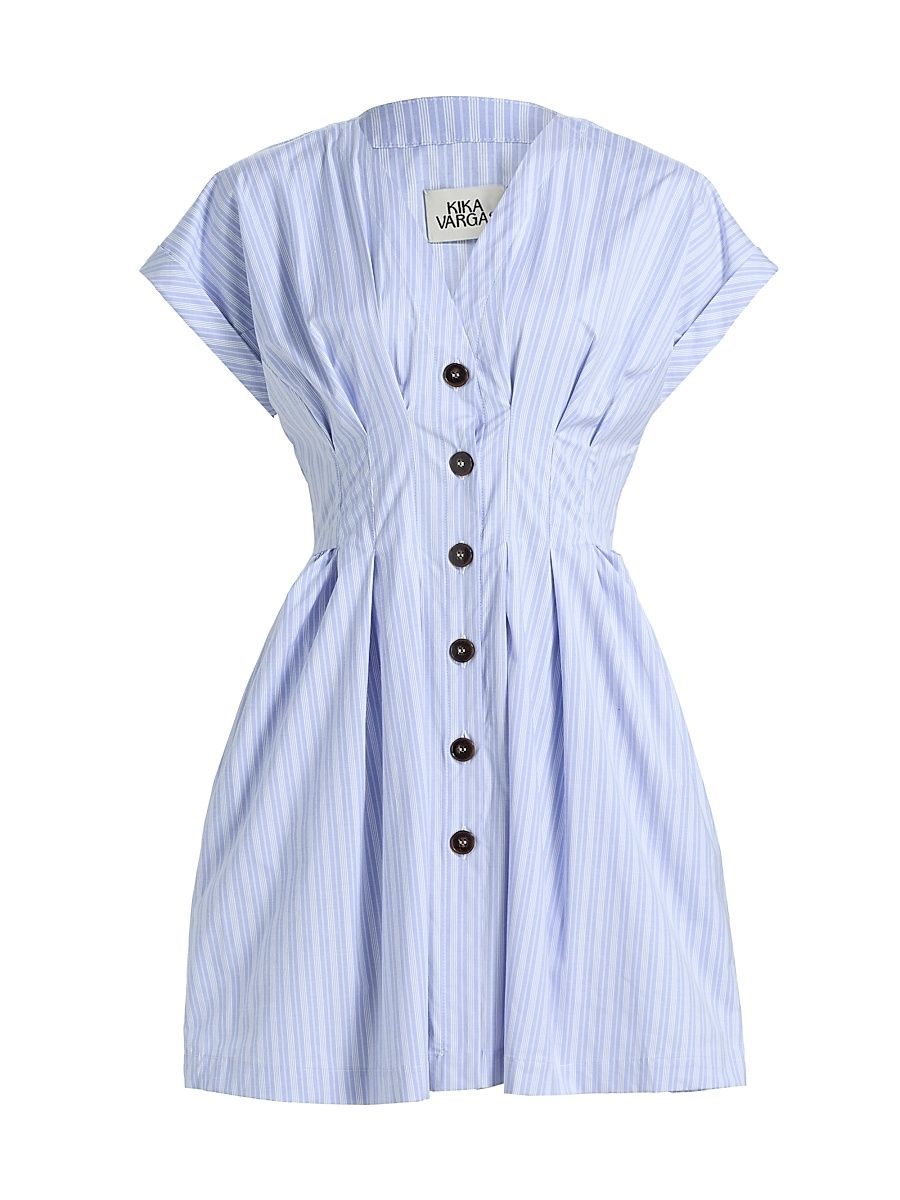 Women's Billie Striped Cotton-Blend Minidress - Blue - Size 12