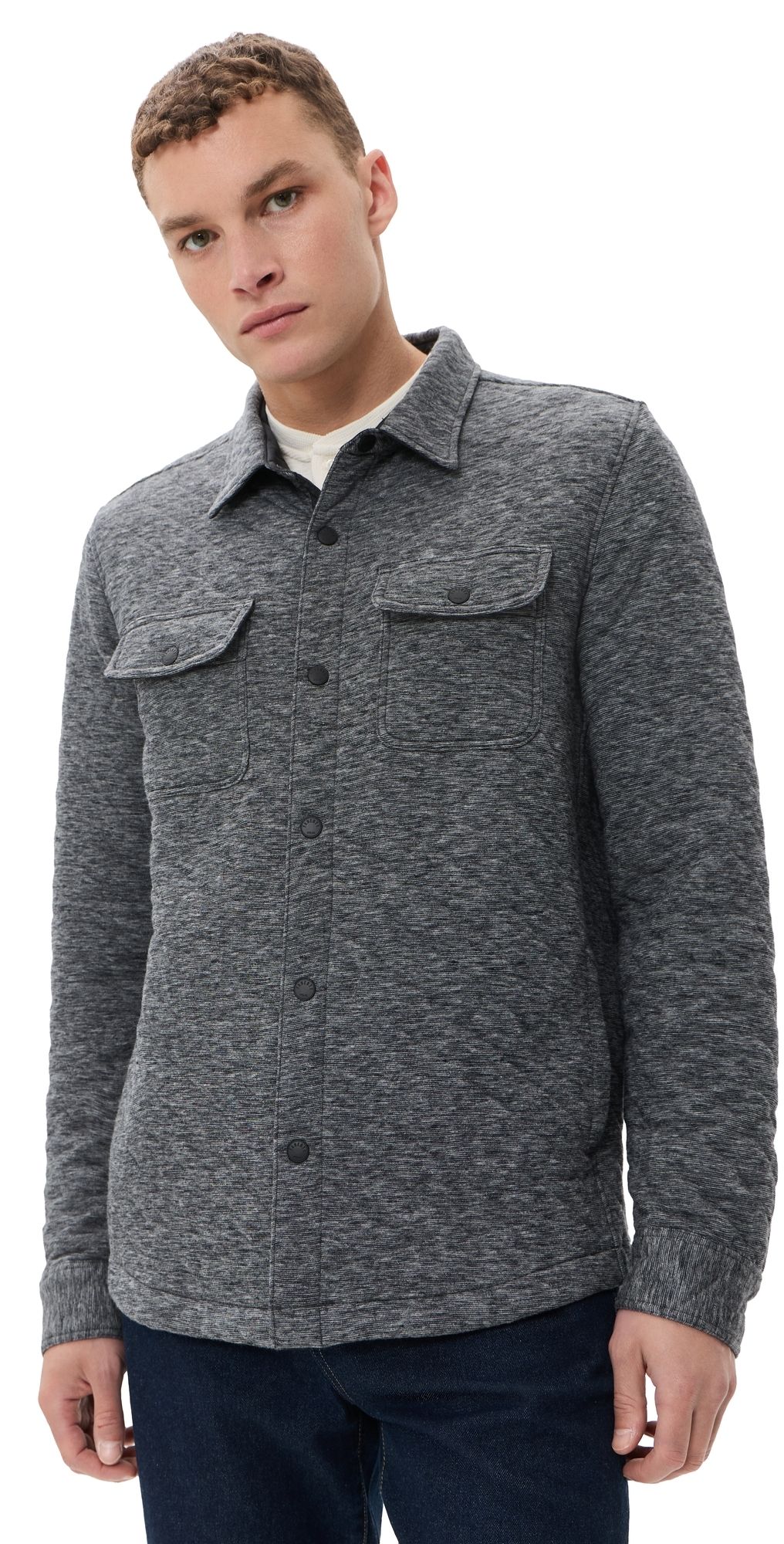 Faherty Epic Quilted CPO Jacket Graphite Cloud Heather M