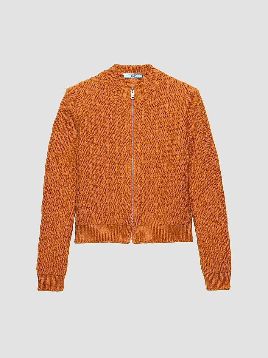 Women's Wool and Alpaca Cardigan - Orange - Size 6