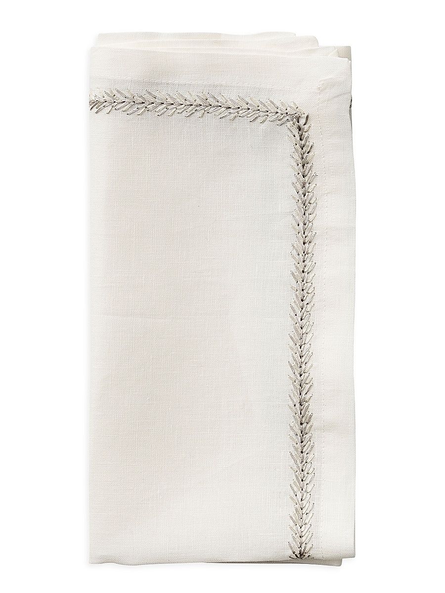 Jardin Linen Napkin - White Silver
