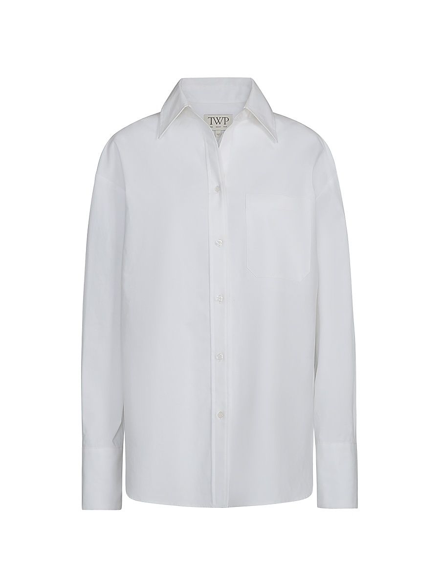 Women's Big Joe Poplin Button-Front Shirt - White - Size Medium