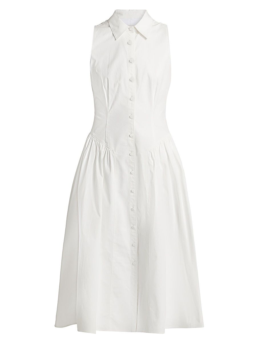 Women's Losey Stretch-Cotton Midi-Shirtdress - White - Size 10