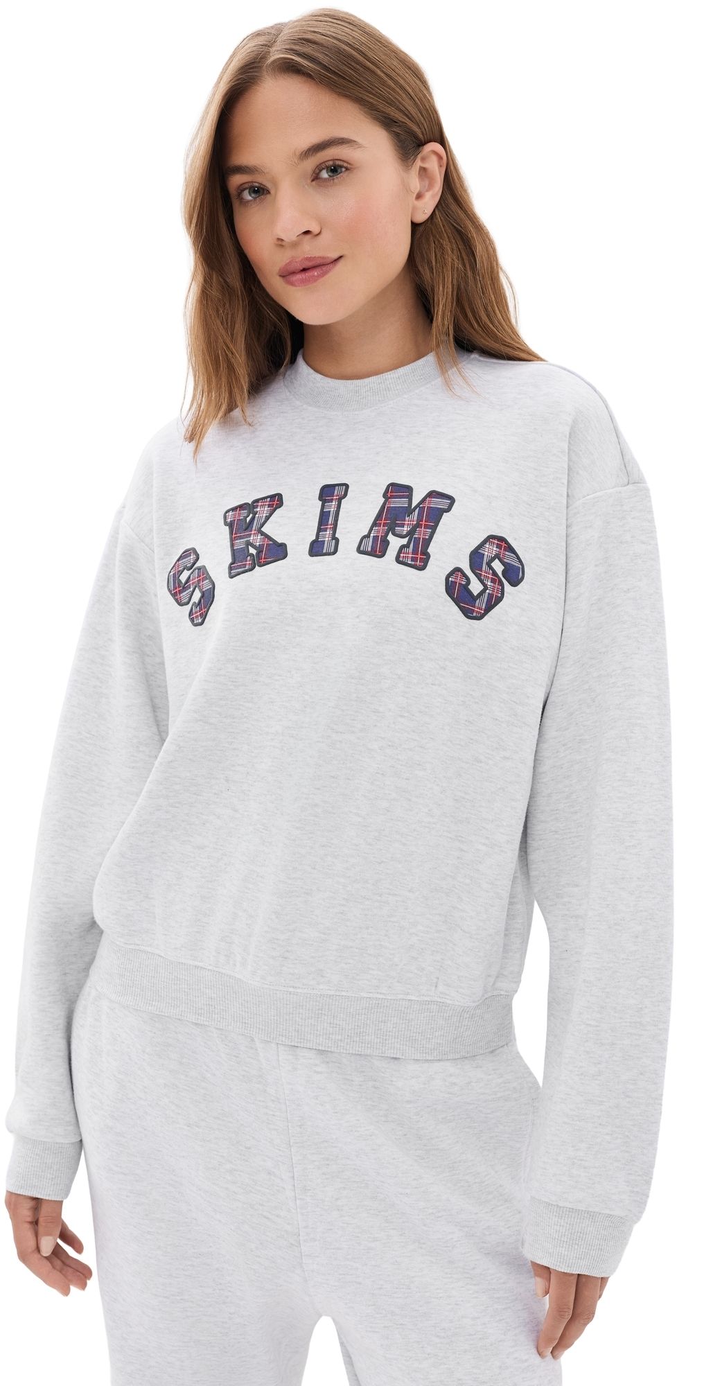 SKIMS Classic Crew Neck Lhg Arched Skims Plaid XL