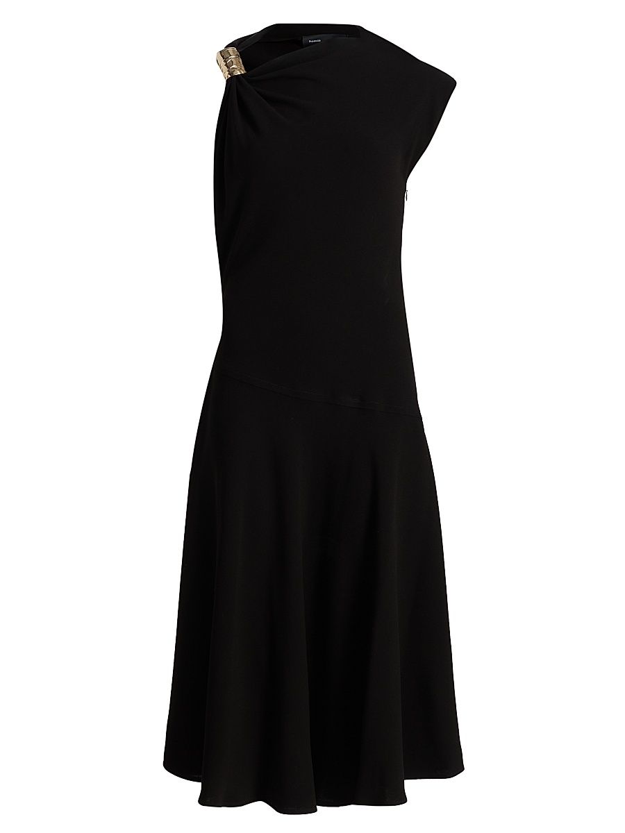 Women's Rue Double Crepe Midi-Dress - Black - Size 12