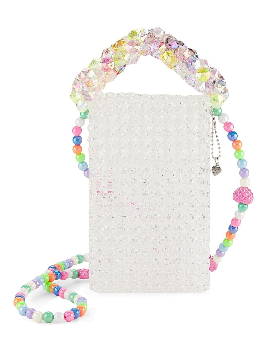 Beaded Colorful Strap Handbag - White