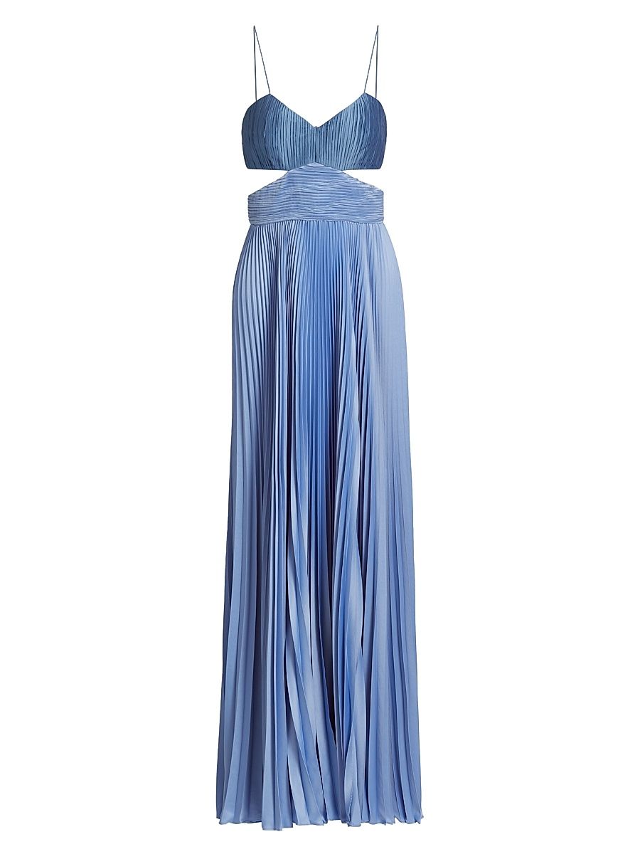 Women's Elodie Satin Colorblock Pleated Gown - Dusk Dragon - Size 12