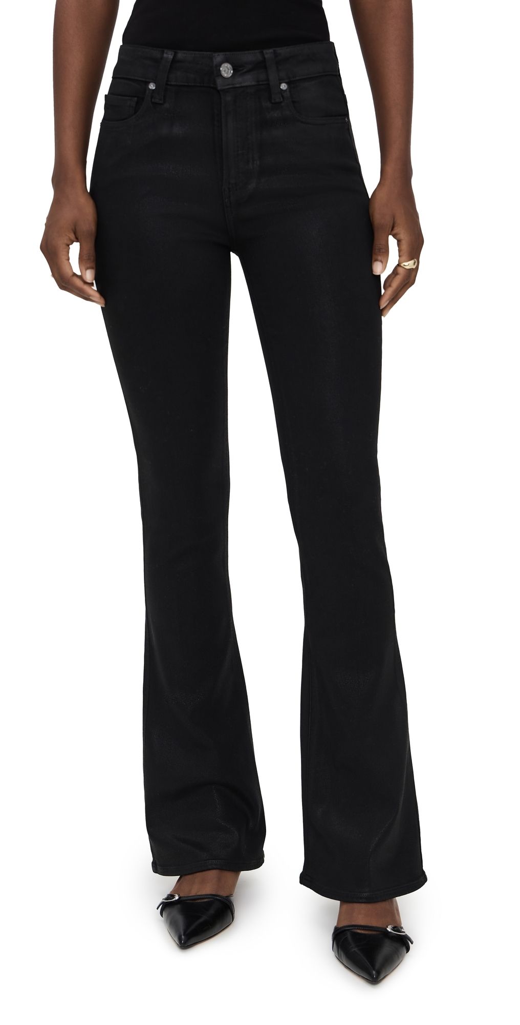 PAIGE Laurel Canyon Jeans Black Fog Luxe Coating 33