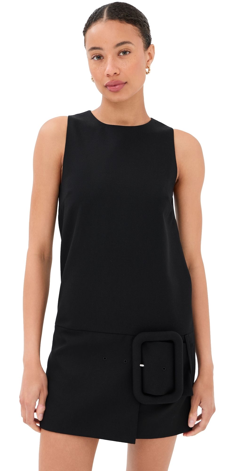 AMI Big Buckle Belt Mini Dress Noir 42