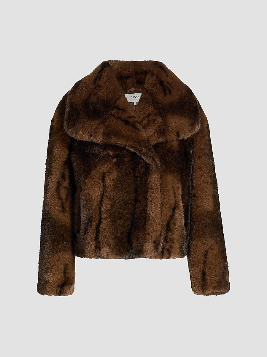 ba & sh Women's Foxy Faux-Fur Coat - Marron - Size Large
