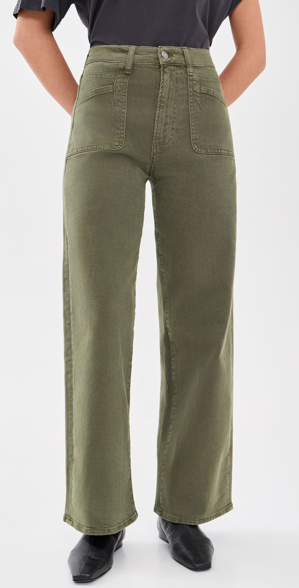 PAIGE Arellia Skimmer Jacqui Pockets Pants Vintage Cedar Sapling 28