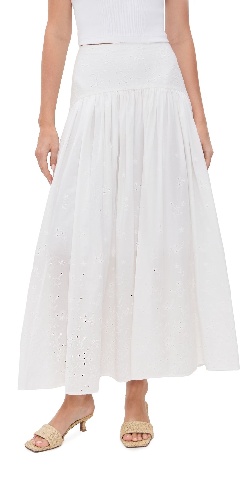 STAUD Procida Skirt White Eyelet 14