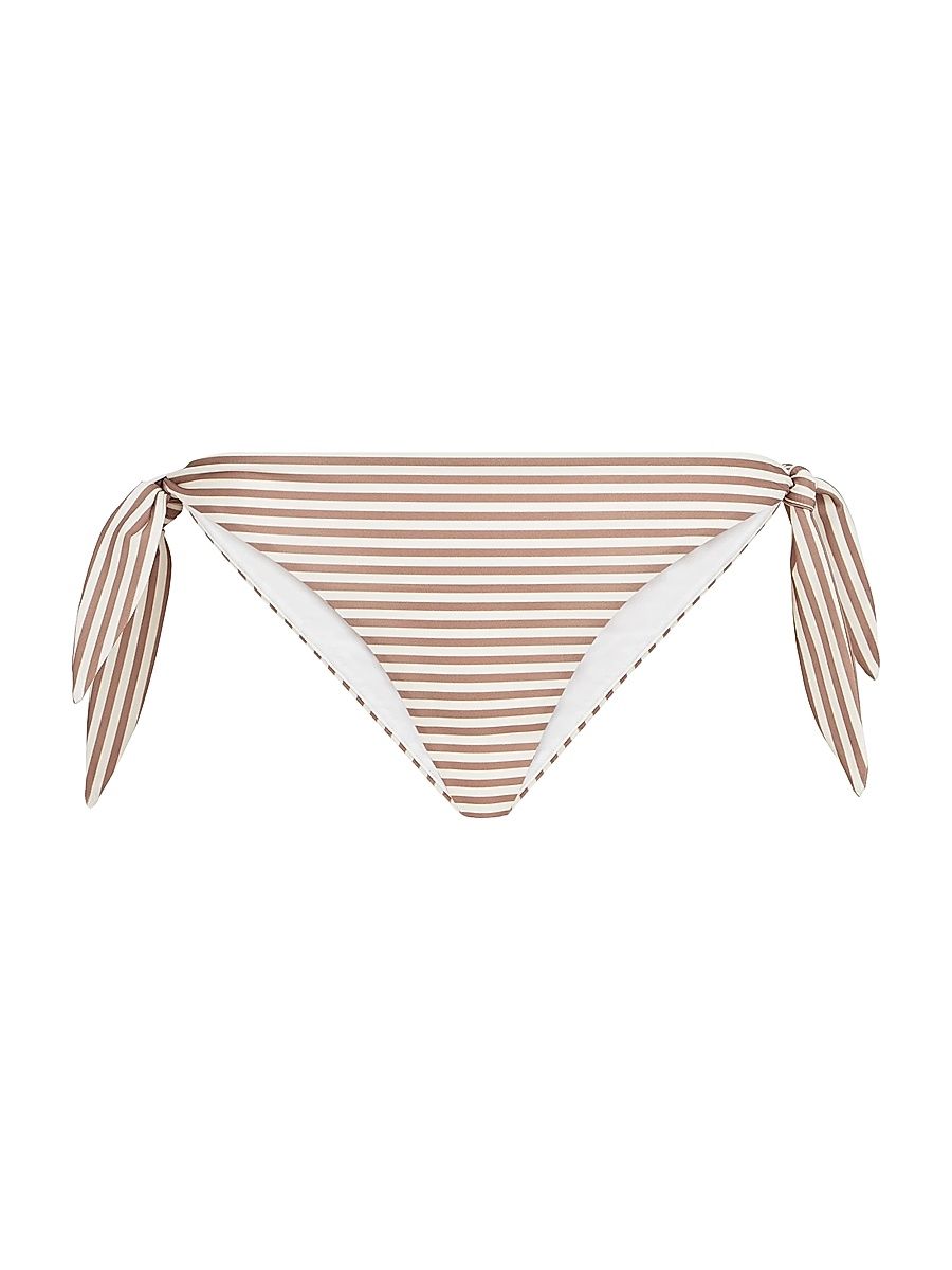 Women's Striped Techno Jersey Bikini Bottoms - Beige - Size 12