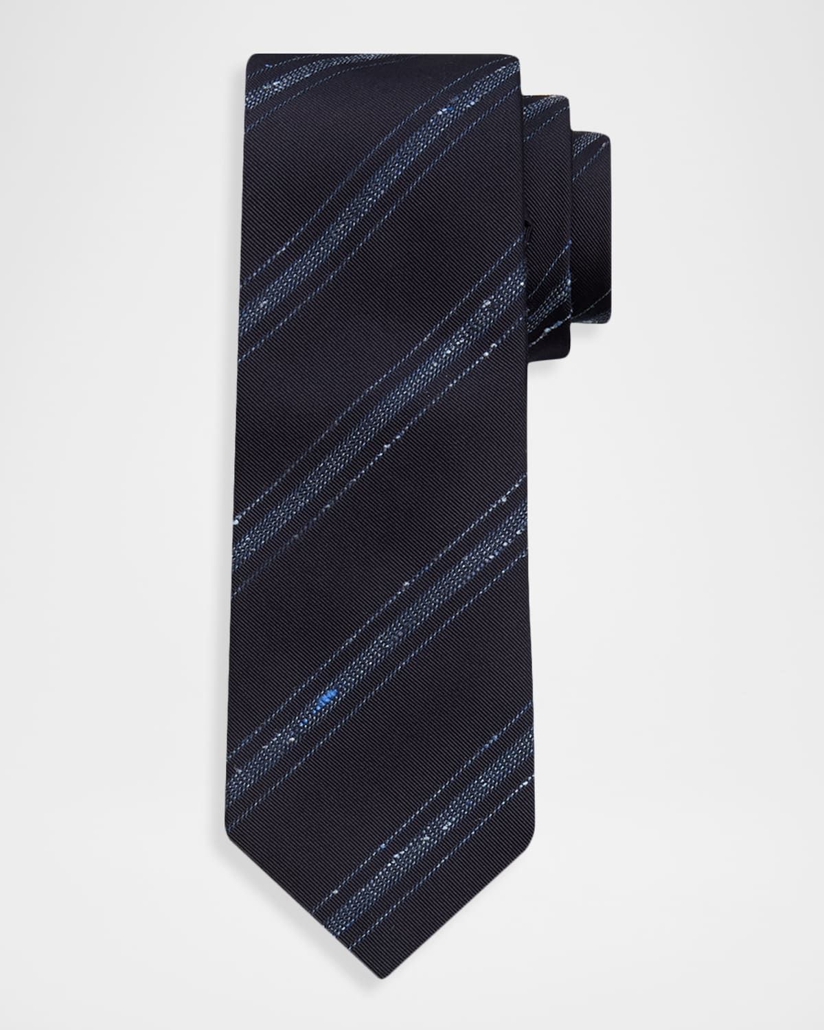 Men & apos;s Silk and Cotton Textured Stripe Tie