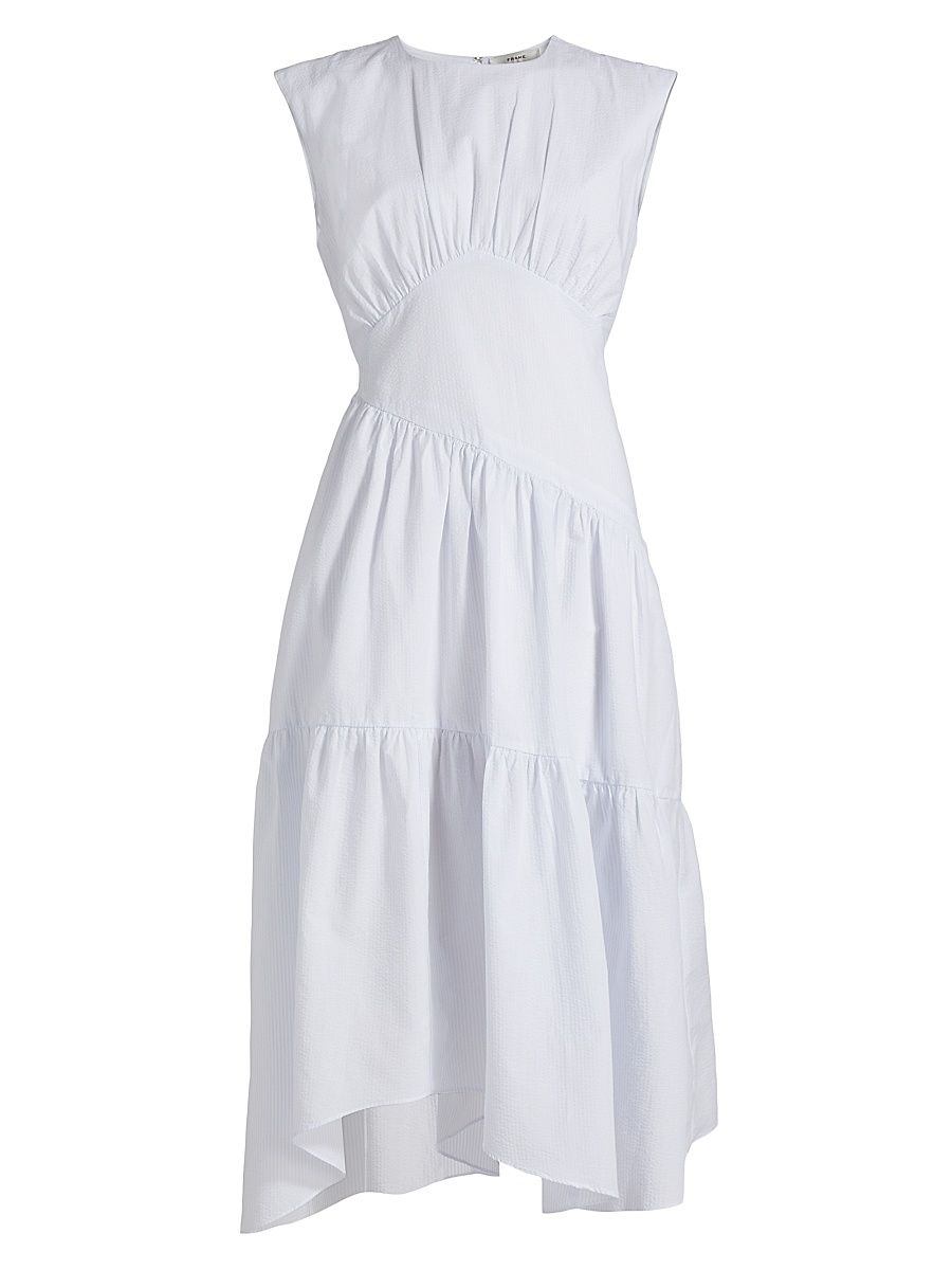 Women's The Seersucker Gathered Seam Dress - Light Chambray Multi - Size XL