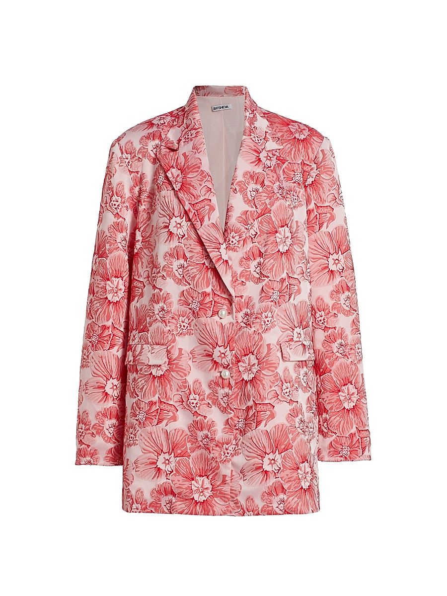 Women's Agnes Floral Blazer - Carmine Jacquard - Size 4