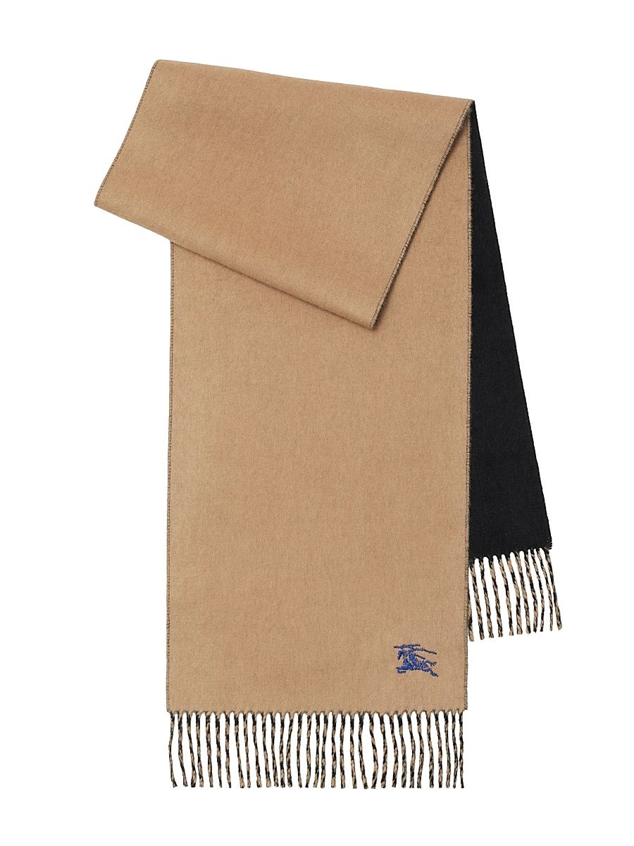 Men's Reversible Cashmere Scarf - Camel Black