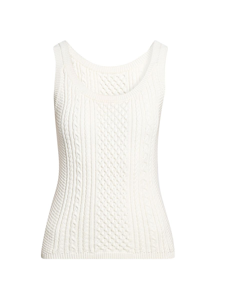 Women's Cable-Knit Tank - Ivory - Size XL