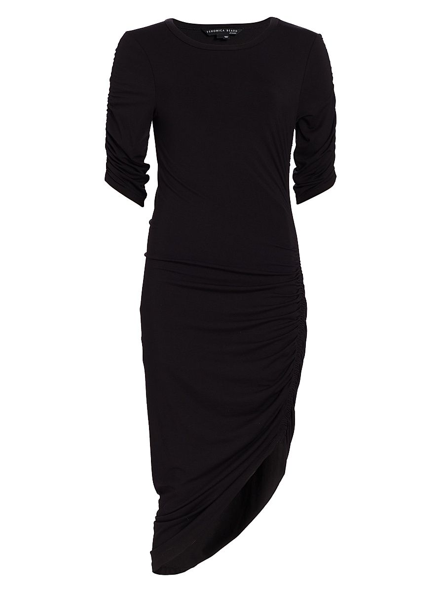 Women's Lockwood Asymmetric Ruched Dress - Black - Size Large