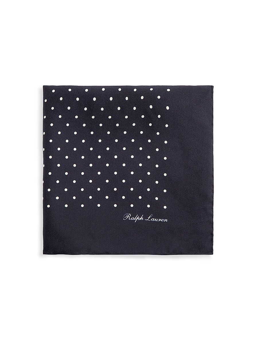 Men's Polka Dot Silk Pocket Square - Navy