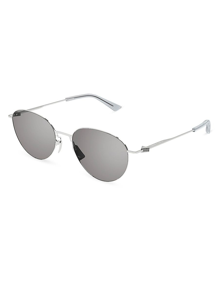 Men's Thin Triangle 51MM Round Sunglasses - Silver