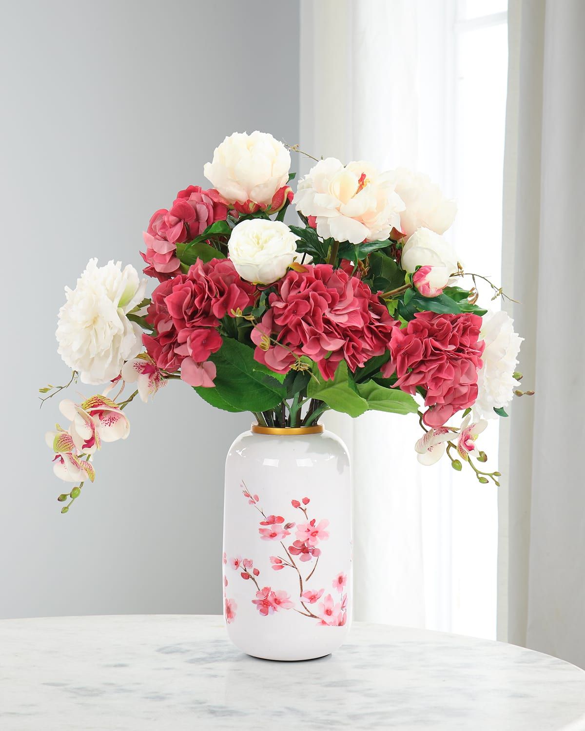 Wispy Mauve 25" Faux Floral Arrangement in Metal Vase