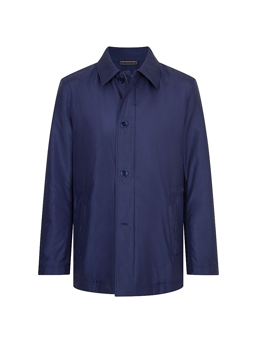 Men's Silk Driving Coat - Blue - Size 46