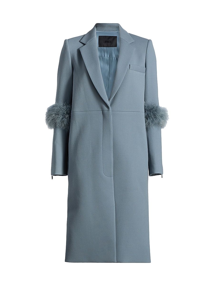Women's Re-Edition Faux Fur-Trim Virgin Wool Coat - Steel Blue - Size 6