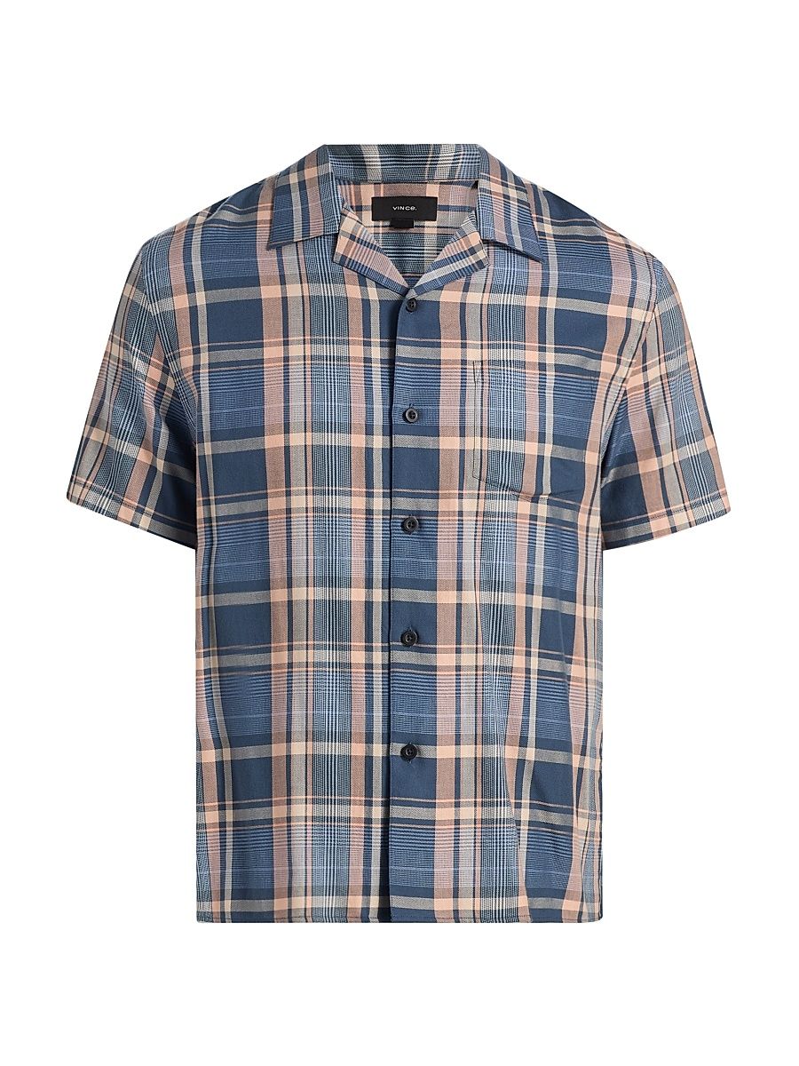 Men's Prine Plaid Camp Shirt - Prussian Blue - Size XXL